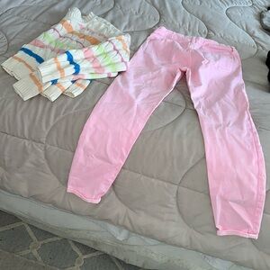 J Crew Pink Toothpick Jeans 29 EUC & Jessica Simpson Sweater M NWOT